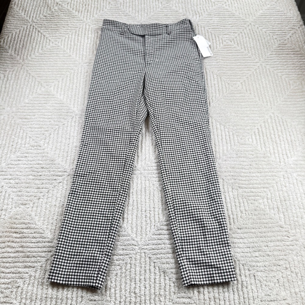 JustFab Gingham Skinny Trousers Women's Medium Black White Check NWT Preppy Mod